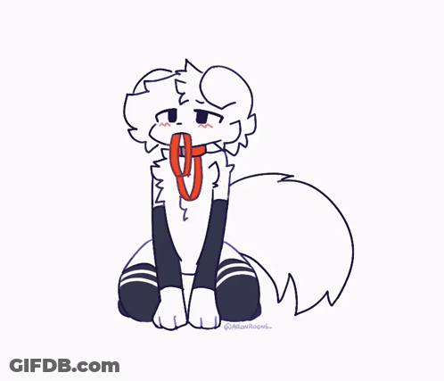 White Furry Animal With Red Scarf Tongue Out GIF