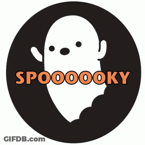 White Ghost In Black Circle Spoooooky GIF