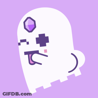 White Ghost With Purple Cross And Diamond GIF