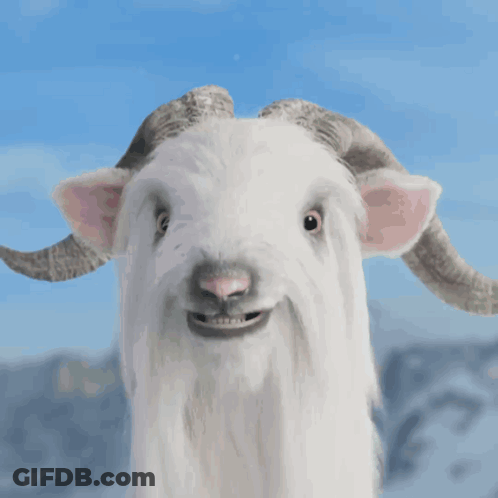 White Goat Horns Mouth Open GIF