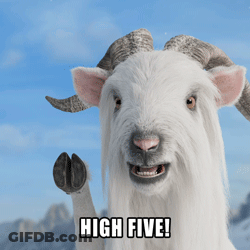 White Goat With Horns Giving High Five GIF