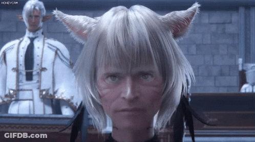 White Hair Cat Ears Man Looking At Camera Honeycam GIF