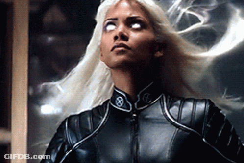 White Hair Glowing Eyes X-Men Costume GIF