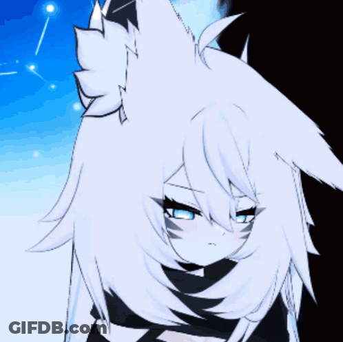 White Haired Anime Character With Blue Eyes GIF
