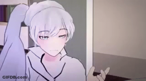 White Haired Anime Girl With Ponytail Standing In Room GIF