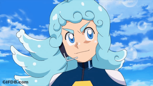 White-Haired Blue-Eyed Cartoon Character Looking At Camera GIF