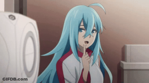 White-Haired Blue-Eyed Girl In Green Jacket And Black Top GIF
