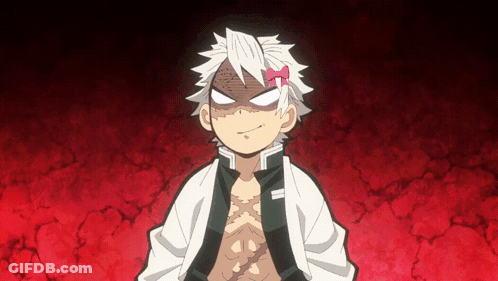White-Haired Cartoon Character With Red Bow On Forehead GIF