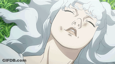 White Haired Character Lying In Grass Eyes Closed GIF