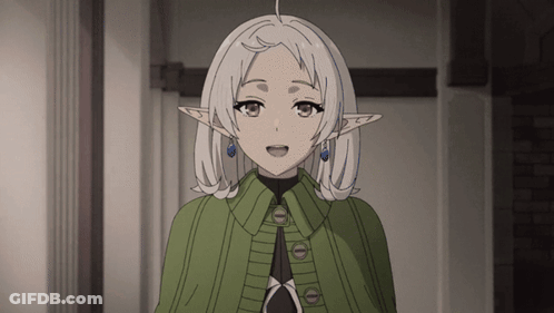 White-Haired Elf-Eared Girl In Green Jacket GIF