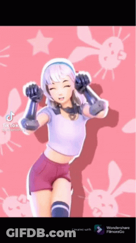 White-Haired Girl Dancing With Rabbits GIF