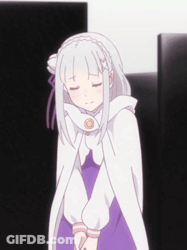 White-Haired Girl In Purple Dress And White Cape GIF