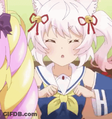 White-Haired Girl In Sailor Uniform With Bow GIF