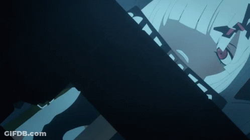 White-Haired Girl Standing In Dark With Sword GIF