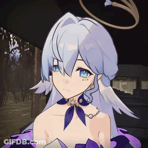 White-Haired Girl With Blue Eyes And Necklace GIF
