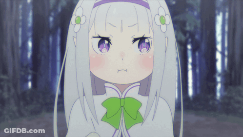 White-Haired Girl With Purple Eyes And Green Bow GIF