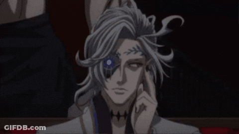 White-Haired Man With Blue Eye Hand To Face GIF