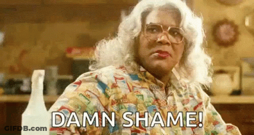 White-Haired Woman With Glasses Damn Shame GIF