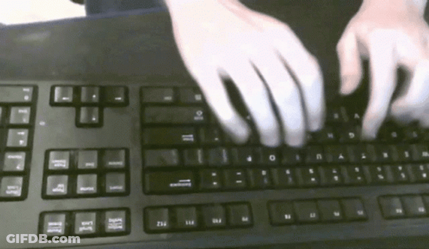 White Hand Typing Fast Black Keyboard GIF