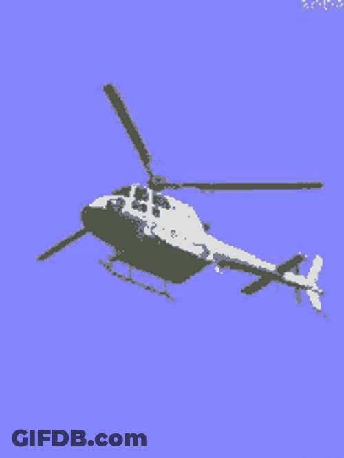 White Helicopter Immobile Propeller Spinning GIF