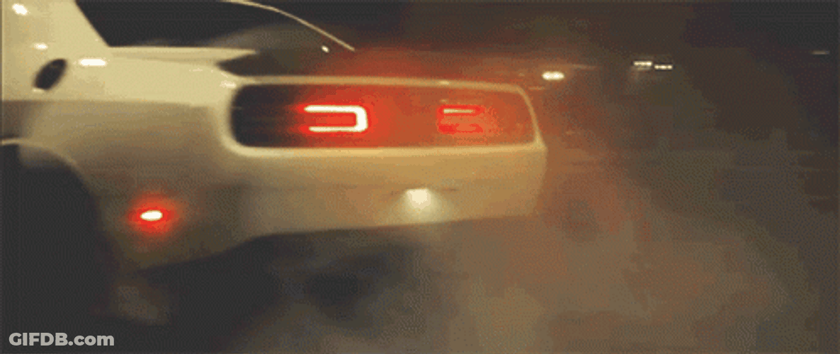 White Hellcat Drifting At Night GIF