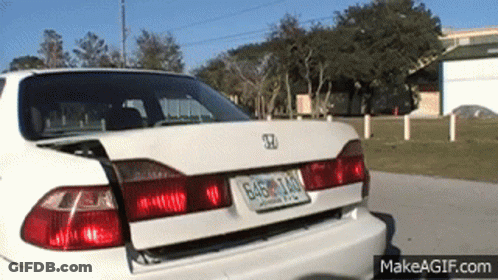 White Honda Car With License Plate S4E8140 GIF