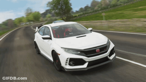 White Honda Civic Driving Down Country Road GIF