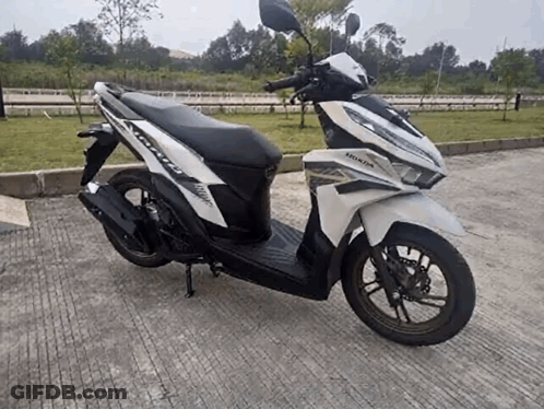 White Honda Scooter Parked On Concrete GIF