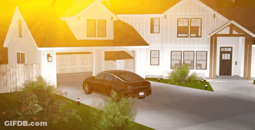 White House With Black Car Parked In Front GIF