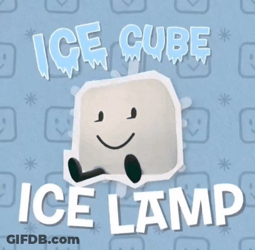 White Ice Cube On Blue Background GIF