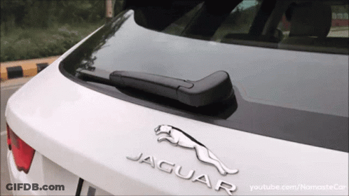 White Jaguar Car Back With Logo GIF