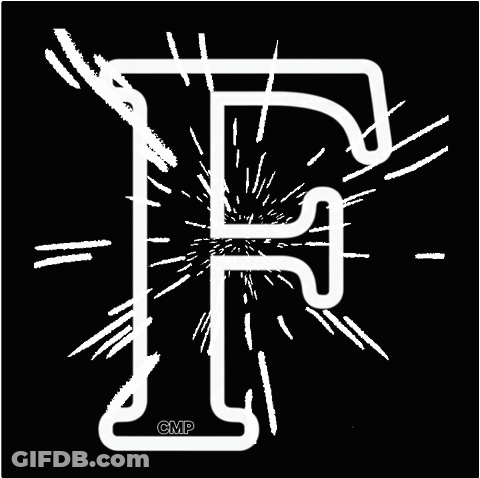 White Letter F On Black Background With Rays GIF