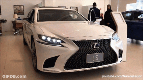 White Lexus LS In Showroom GIF