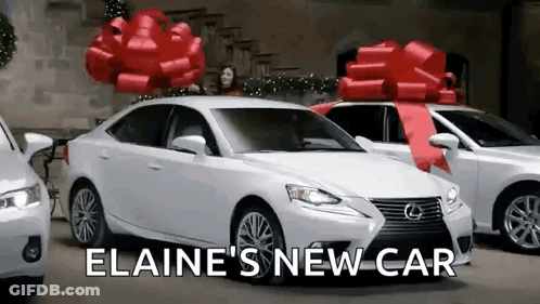 White Lexus With Red Bow For Elaine's New Car GIF