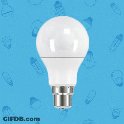 White Light Bulb In Blue Backdrop GIF