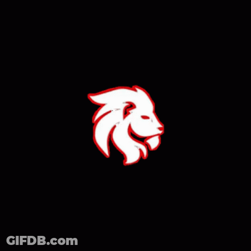 White Lion Head With Red Outlines GIF