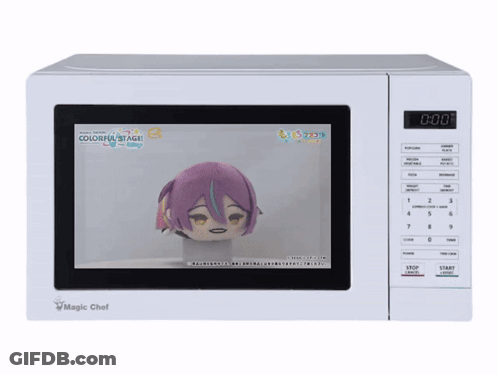 White Magic Chef Microwave Stuffed Animal On Screen GIF