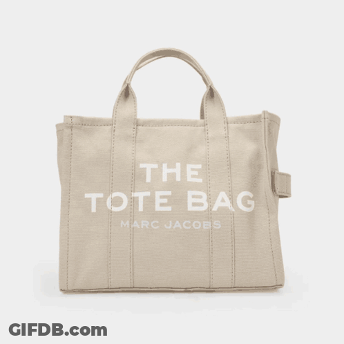 White Marc Jacobs Tote Bag With Black Strap GIF