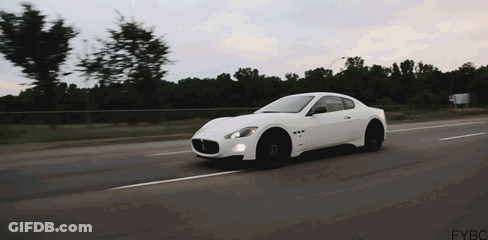White Maserati Driving With FYBC GIF