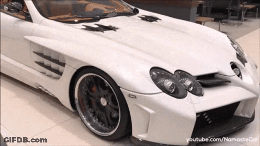 White Mclaren Mercedes Benz SLR GIF