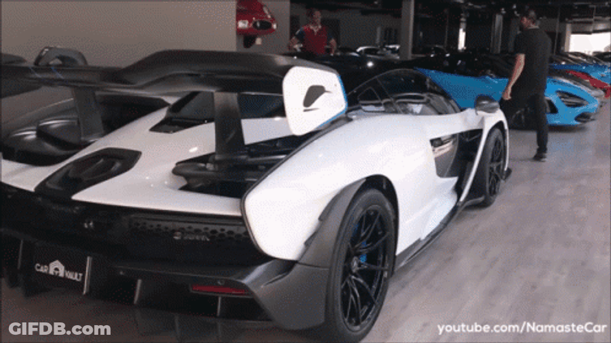 White MclarenSenna P15 On Display GIF