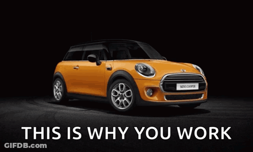 White Mini Cooper On Black Background GIF