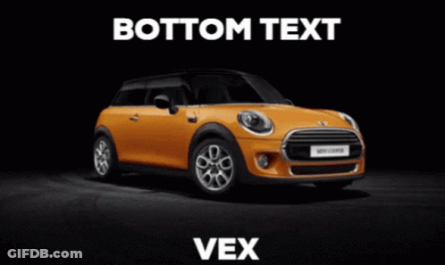 White Mini Cooper With Words Bottom Text Vex Below GIF