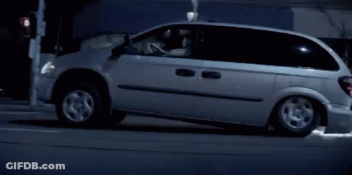 White Minivan Parked On Road GIF