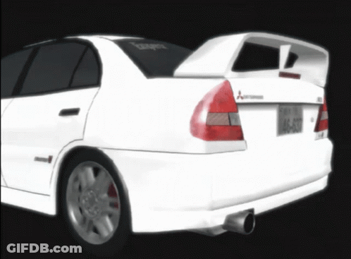 White Mitsubishi Red Tail Light License Plate GIF