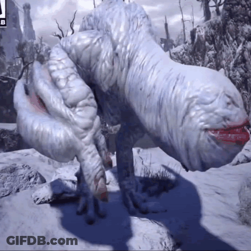 White Monster With Red Lips And B GIF