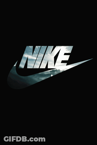 White Nike Logo On Black Background GIF