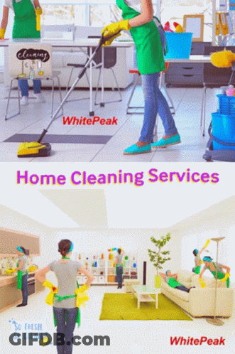 White Peak Cleaning Services Cleaning Living Room Kitchen GIF