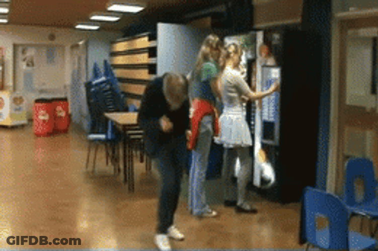 White People In Hallway GIF