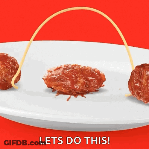 White Plate Meatballs Spaghetti Lets Do This GIF